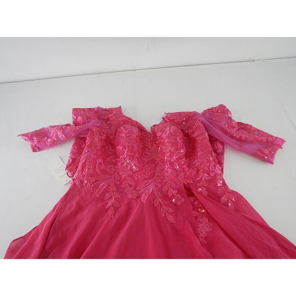 Pleated Lace Applique Bridesmaid Dress - Picture 3 of 4